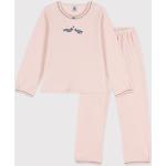Pyjamas en velours Petit Bateau roses en velours à motif bateaux bio pour fille de la boutique en ligne Petit-bateau.fr 