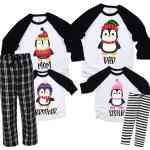 Pyjamas pour fêtes de Noël à carreaux à motif pingouins pour femme 