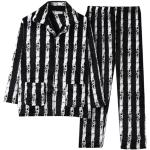 Pyjamas en polaires noirs en flanelle à volants à manches longues Taille 4 XL look fashion pour homme 