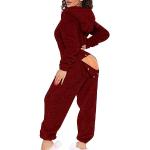 Pyjamas combinaisons d'automne rouge bordeaux en peluche Taille M plus size look sexy pour femme en promo 