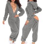 Pyjamas combinaisons d'automne gris en peluche Taille L plus size look sexy pour femme en promo 