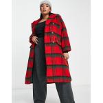 Manteaux longs rouges à carreaux Taille 3 XL pour femme en promo 