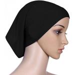 QHGstore Femmes Tissu élastique Sweat absorbant Coton Sous-vêtement Hijab Tube Cap Noir