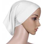 QHGstore Femmes Tissu élastique Sweat absorbant Coton Sous-vêtement Hijab Tube Cap blanc