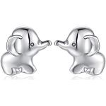 Boucles d'oreilles argentées en argent à motif éléphants en argent look fashion pour femme 
