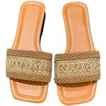 Sandales en cuir à perles en cuir à bouts carrés Pointure 37,5 style ethnique 