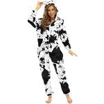 Pyjamas combinaisons blancs en velours à motif vaches Taille XXL look fashion pour femme 