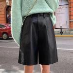 Shorts en cuir d'automne en cuir look fashion pour femme en promo 