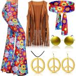 Déguisements des années 70 à franges Taille S look hippie pour femme 