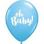 Qualatex 58118 Oh Baby Lot de 25 ballons ronds en latex Bleu pâle 28 cm/28 cm