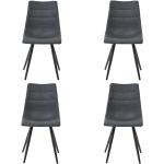 Chaises design Tous Mes Meubles noires en cuir synthétique en lot de 4 scandinaves en promo 
