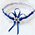 Jarretières de mariée bleues claires en dentelle à perles pour femme 