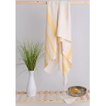 Serviettes de bain jaunes en coton à franges 90x180 