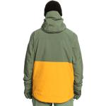Vestes de ski Quiksilver vertes imperméables respirantes avec jupe pare-neige look color block pour homme 
