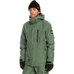Blousons de snowboard Quiksilver Mission verts en gore tex imperméables coupe-vents respirants avec jupe pare-neige Taille S look fashion pour homme en promo 