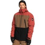 Vestes de ski Quiksilver rouges imperméables respirantes avec jupe pare-neige look color block pour homme 