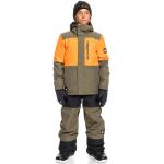 Vestes de ski Quiksilver Mission orange en fil filet enfant avec jupe pare-neige en promo 