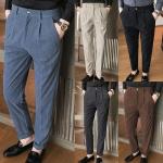 Pantalons de Golf bleus à carreaux en velours look casual pour homme 