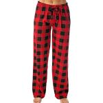 Pantalons de pyjama rouges à carreaux en cuir stretch Taille M look casual pour femme 