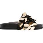 Claquettes de piscine Paco Rabanne noires en caoutchouc à sequins à bouts ouverts Pointure 41 pour femme 