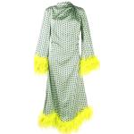 Robes à imprimés vertes en viscose avec plumes pour femme 