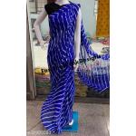 Robes en soie bleues imprimé Indien en mousseline look fashion pour femme 