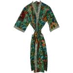 Rajbhoomi Handicrafts Peignoir kimono en coton léger pour femme, Frida Kahlo Vert, taille unique