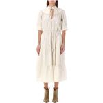 Robes de créateur Ralph Lauren beiges à volants à manches courtes midi à manches courtes Taille XS pour femme 
