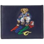 Porte-cartes bancaires de créateur Ralph Lauren bleues foncé en cuir à motif ours look sportif pour homme 