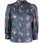 Chemises de créateur Ralph Lauren bleues à fleurs col italien Taille XS pour femme en promo 