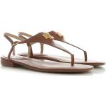 Sandales de créateur Ralph Lauren marron à logo en cuir en cuir à bouts ronds Pointure 41 pour femme 