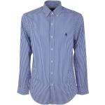 Chemises de créateur Ralph Lauren bleues à rayures rayées à manches longues Taille M look casual pour homme 