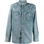 Chemises de western de créateur Ralph Lauren bleues en denim à manches longues Taille XL classiques pour homme 