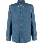 Chemises de créateur Ralph Lauren bleus foncé en denim à manches longues à manches longues Taille XXL look casual pour homme 