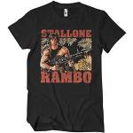 T-shirts noirs à manches courtes Rambo lavable en machine à manches courtes Taille L look fashion pour homme 