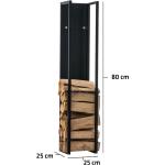 OUTSUNNY Range-bûches porte bûche range bois de chauffage en acier design  trapézoïdal avec 2 crochets et étagère inférieure pour intérieur et  extérieur 45 x 32 x 58 cm noir pas cher 