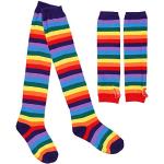Chaussettes multicolores à rayures à rayures Tailles uniques look fashion pour femme 