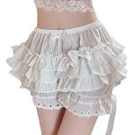Culottes à froufrous blanches en dentelle à volants Taille XL look fashion pour femme 