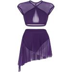 Tutus de danse violets à manches courtes Taille XL classiques pour femme 