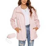 Vestes de pluie roses en polyester imperméables coupe-vents respirantes à capuche Taille S look fashion pour femme 