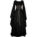 Robes de bal longues de soirée noires en dentelle à capuche maxi Taille 3 XL plus size look médiéval pour femme 
