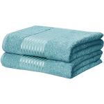 Serviettes de bain turquoise en coton lavable en machine en lot de 2 
