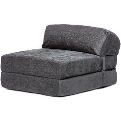 Matelas pliable Loft 25 en velours côtelé, lit d'appoint futon léger pour usage intérieur, chaise de cheminée convertible, Fusain