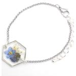 Bracelets gris acier en résine à motif fleurs en acier 