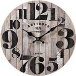 Rebecca Mobili Horloge Decoration, Horloges Brun Noir, Vintage MDF, pour Cuisine Salon, Idée Cadeau - Dimensions: Ø 33,8 x P 4 cm - Art. RE6464