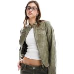 Vestes vintage Reclaimed Vintage vertes en cuir à col montant Taille XL pour femme 