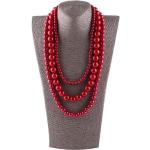 Sautoirs rouges à perles look fashion pour femme 