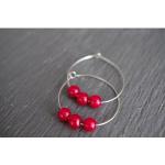 Boucles d'oreilles en perles rouges en cristal à perles pour femme 