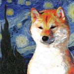 Red Shiba Inu Art Canvas Nuit Étoilée Van Gogh Personnalisé Impression Et Mug Portrait De Chien Personnalisé Maman & Papa Cadeaux