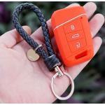 Red with keychain -Porte clé en caoutchouc Silicone Étui de protection en peau pour Magotan Passat B8 Skoda kodiaq A7 porte clés d